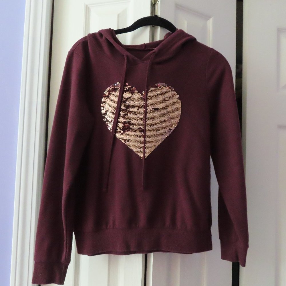 Burgundy flipping sequence shirt